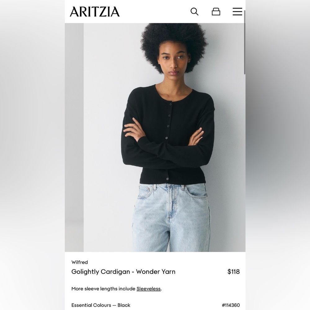 Aritzia Wilfred Golightly Wonder Yarn Cardigan Dark Grey XXS - Picture 7 of 10